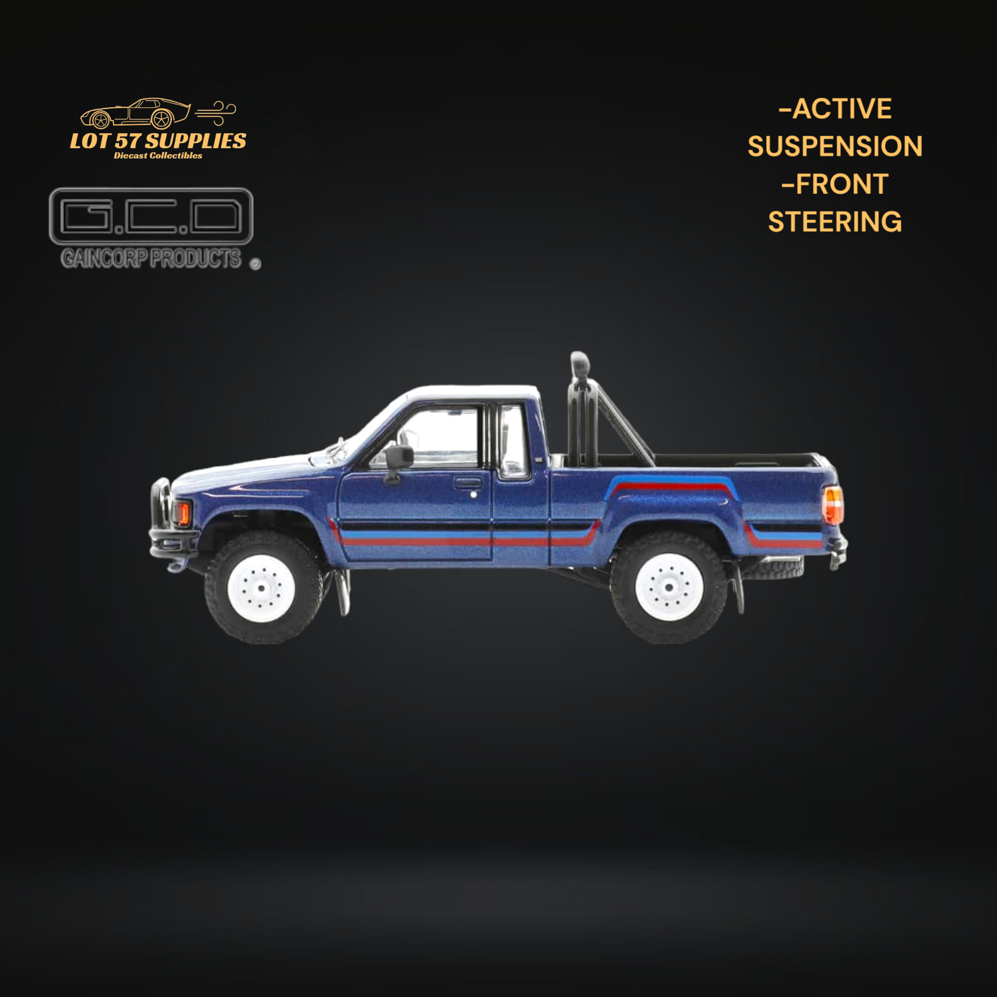 GCD Toyota Hilux SR5 Pickup Truck Blue 1:64 KS-062-398