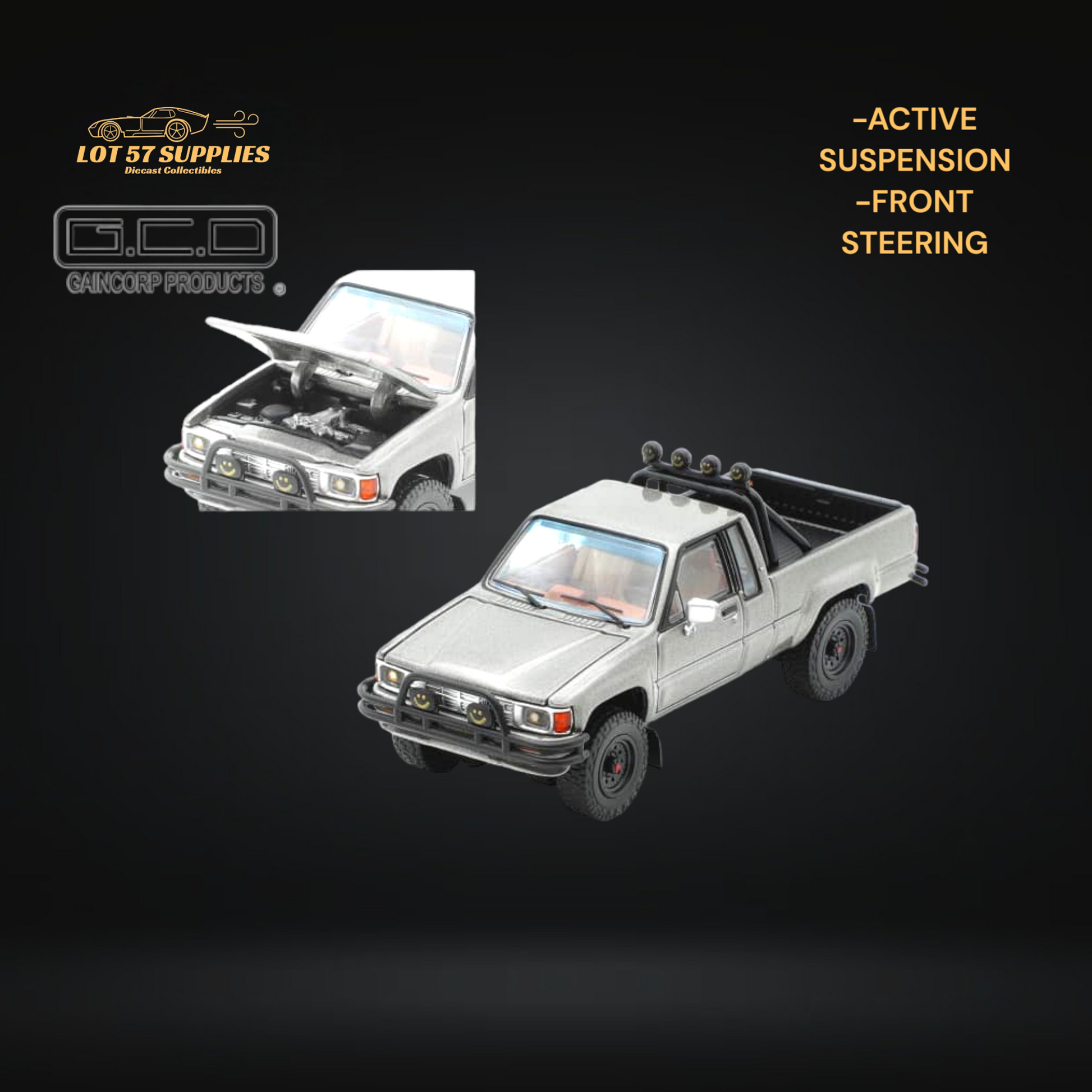 GCD Toyota Hilux SR5 Pickup Truck Gun Grey 1:64 KS-062-397