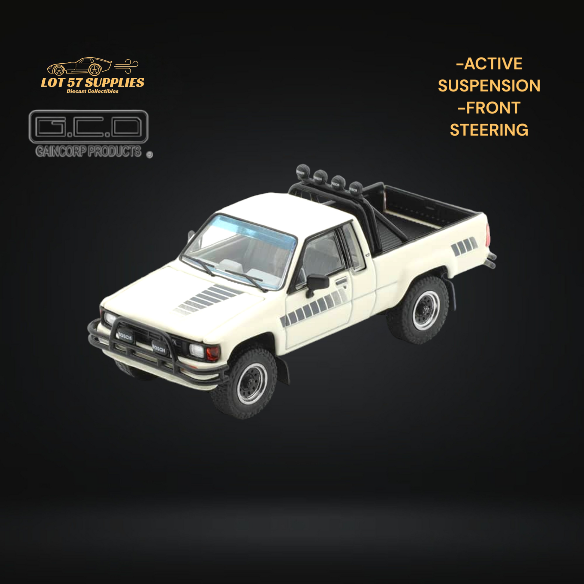 GCD Toyota Hilux SR5 Pickup Truck Off-White 1:64 KS-062-396