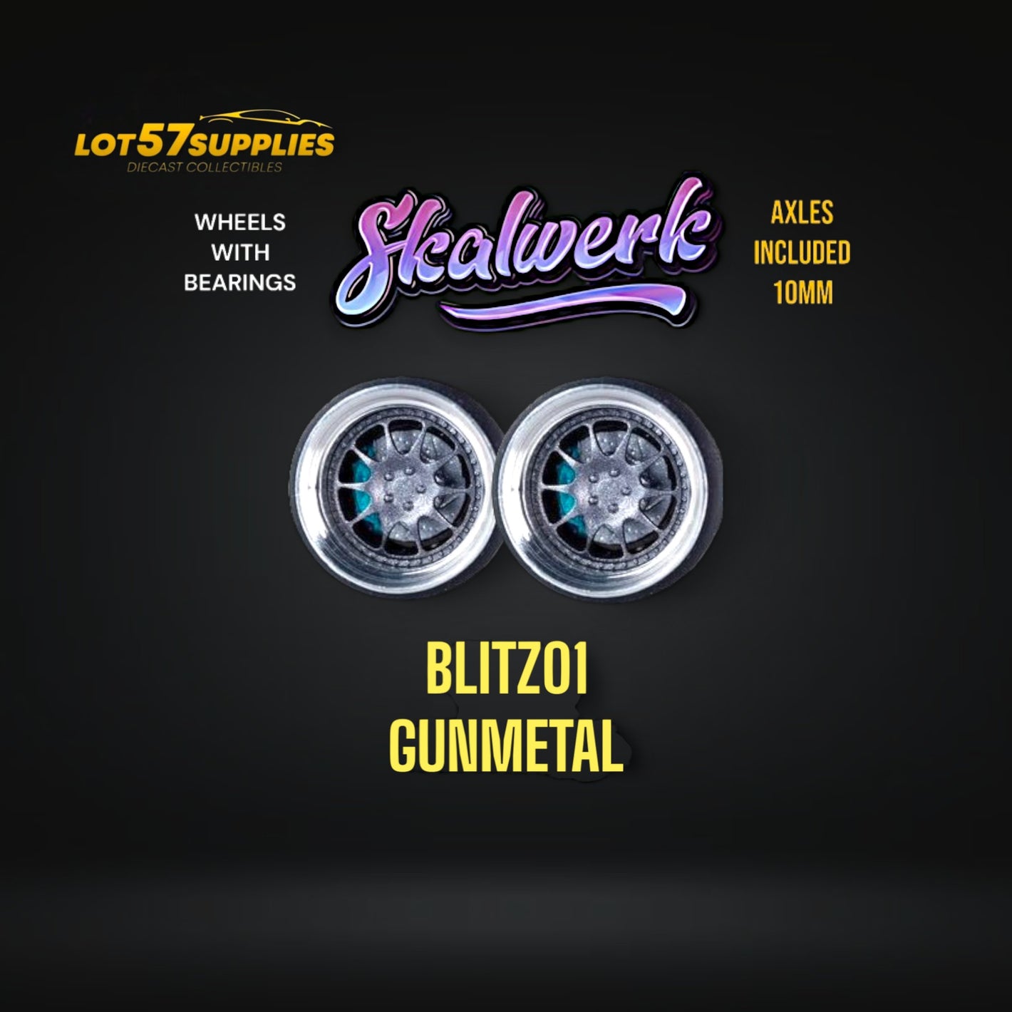 Custom Order Only - Skalwerk - BLITZ01 GUNMETAL - 1:64 (1 SET = 4 Wheels)