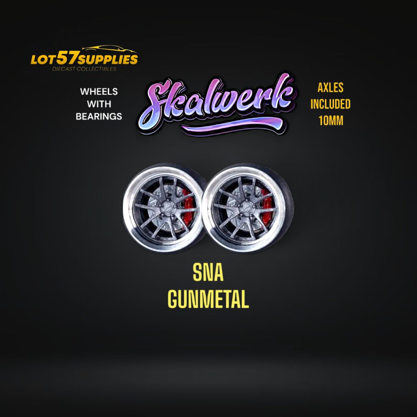 Custom Order Only - Skalwerk - SNA GUNMETAL - 1:64 (1 SET = 4 Wheels)