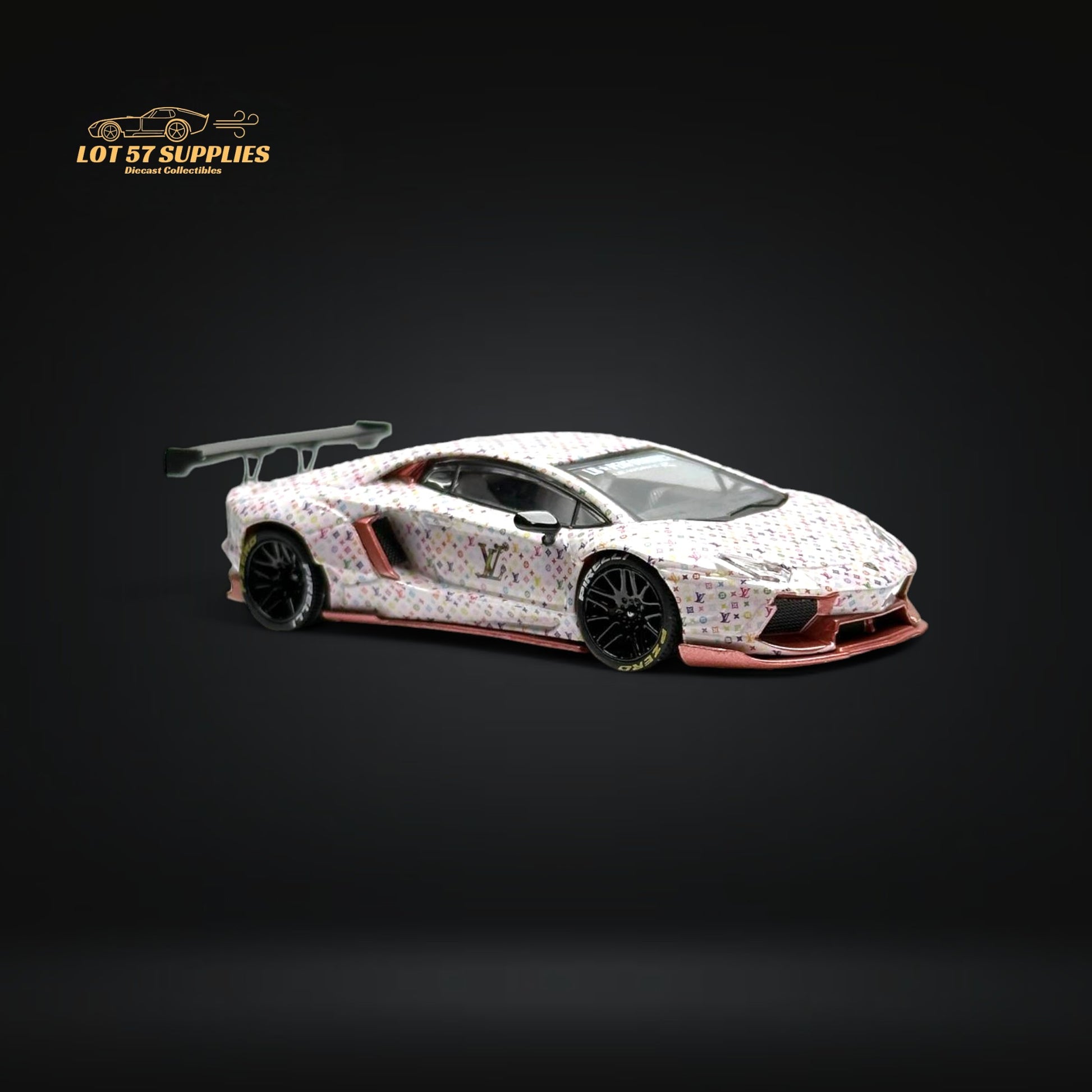 King Model Lamborghini Aventador LP700-4 LB 1.0 White LV Livery 1:64