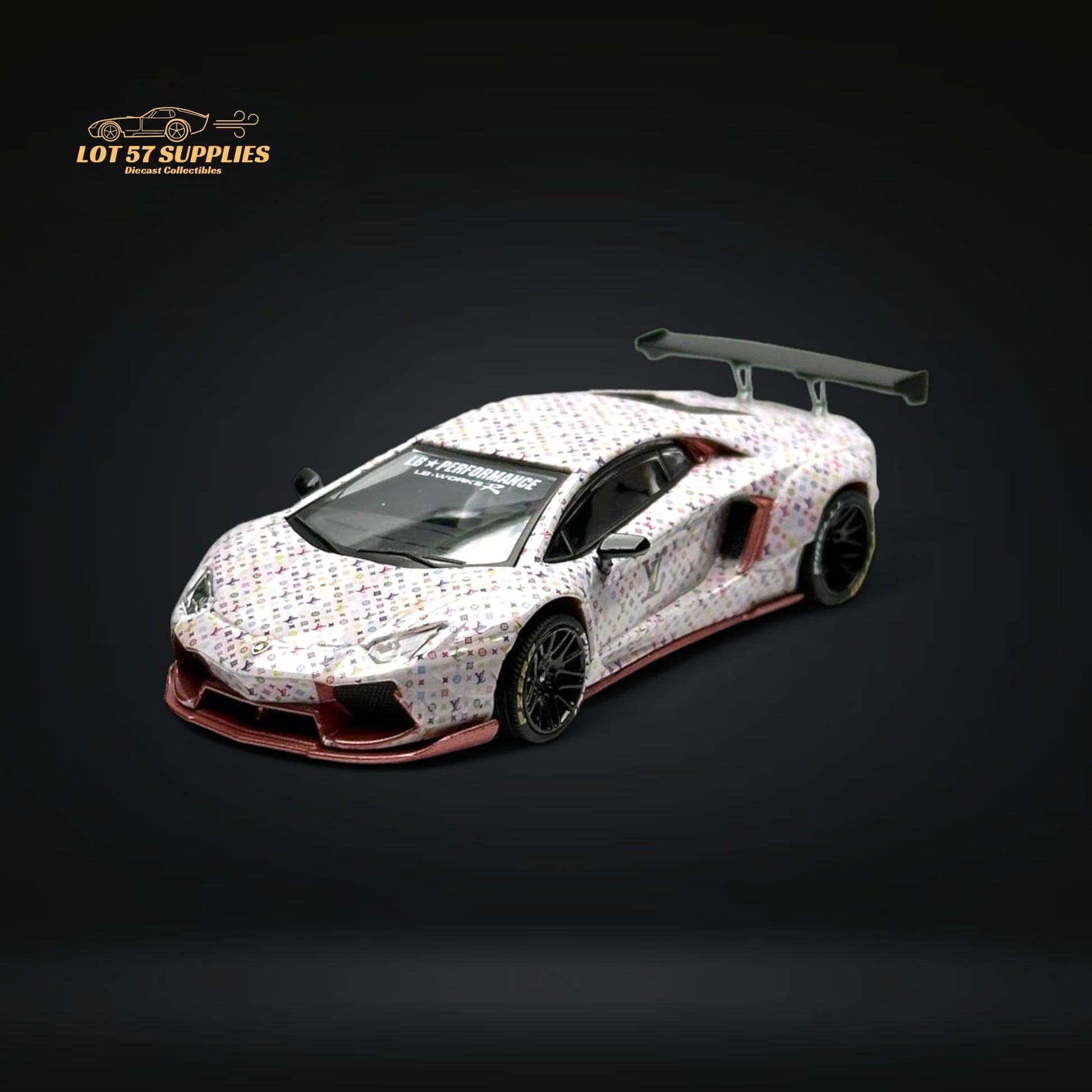 King Model Lamborghini Aventador LP700-4 LB 1.0 White LV Livery 1:64