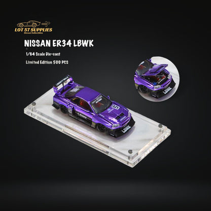 Street Weapon LBWK ER34 Nissan Skyline GT-R Chrome Purple 1:64 Limited to 500 Pcs