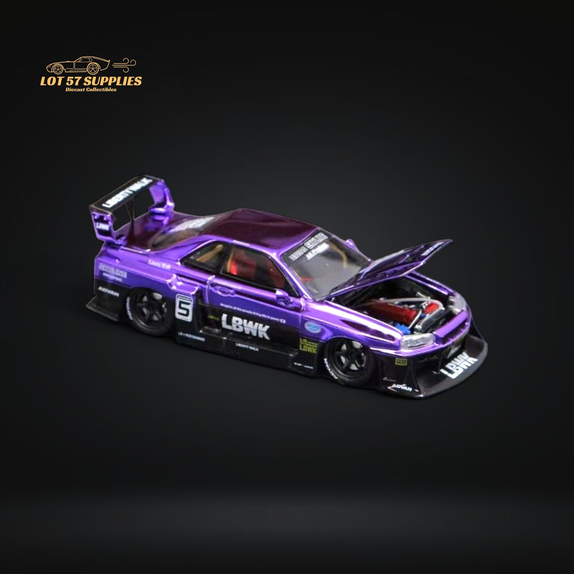 Street Weapon LBWK ER34 Nissan Skyline GT-R Chrome Purple 1:64 Limited to 500 Pcs