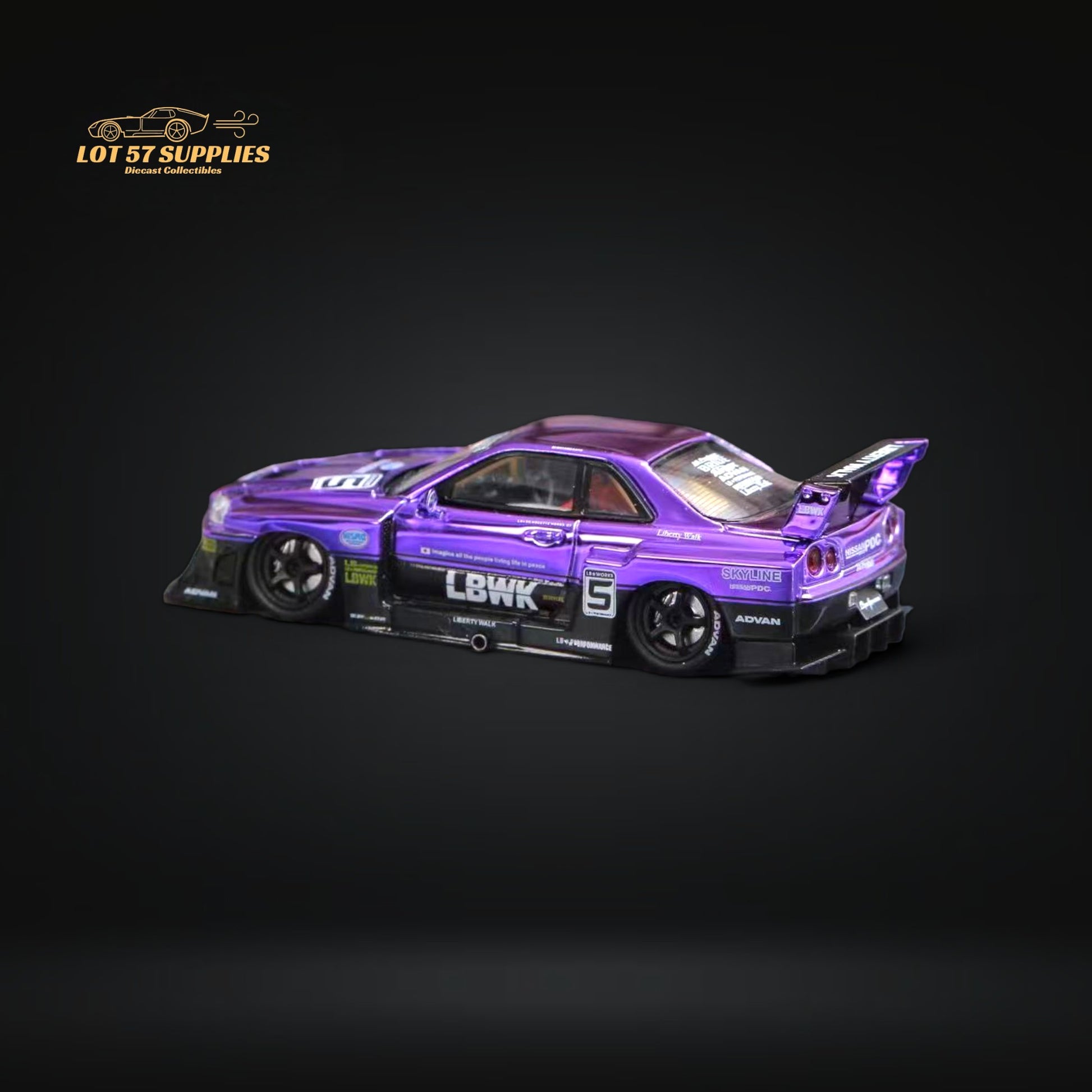 Street Weapon LBWK ER34 Nissan Skyline GT-R Chrome Purple 1:64 Limited to 500 Pcs