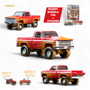 Auto World 1983 Chevrolet Silverado K10 4x4 Muddy LIFTED Squarebody 1:64 BUNDLE 1:64