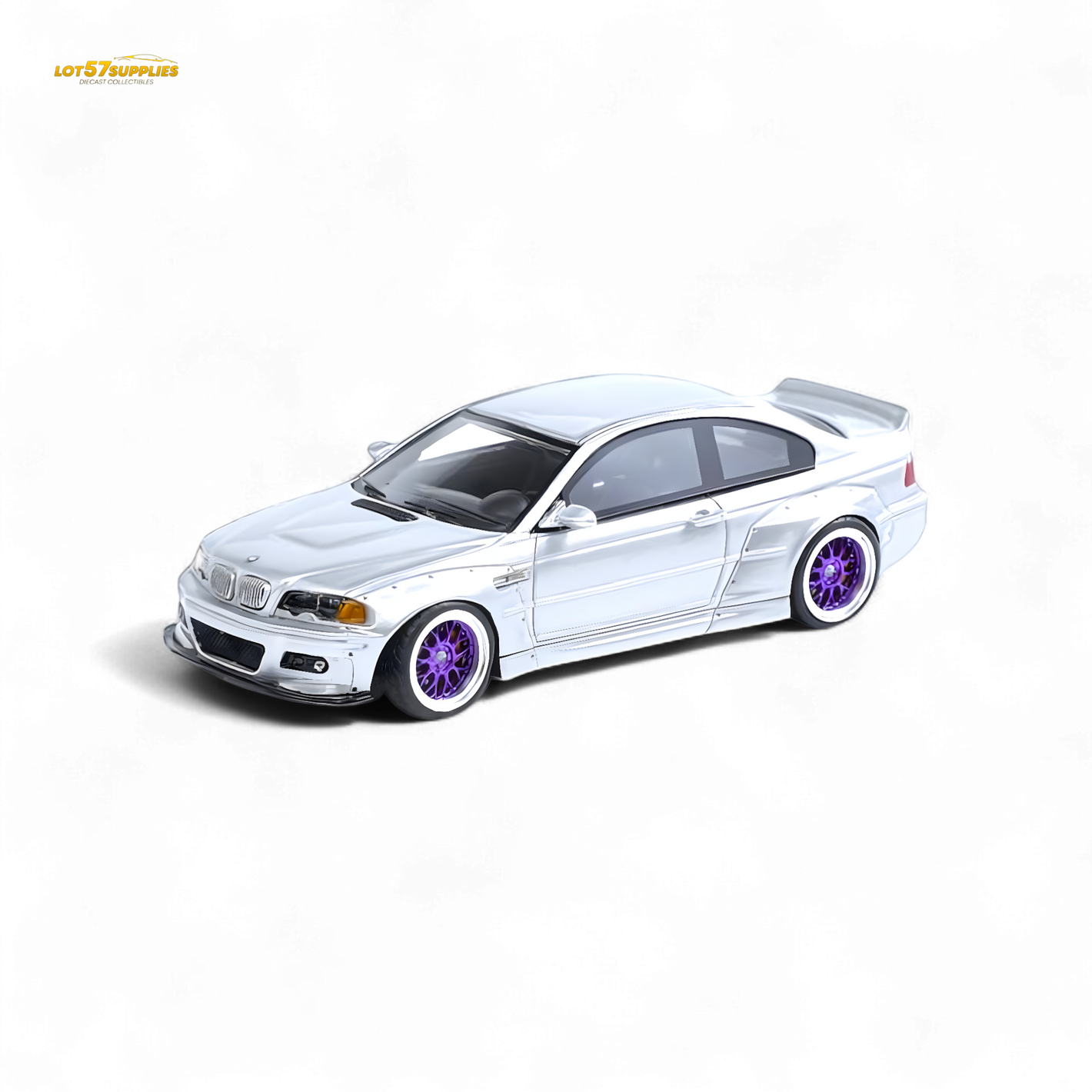 FLAME BMW M3 E46 Widebody Pandem in Metallic Silver Resin 1:64
