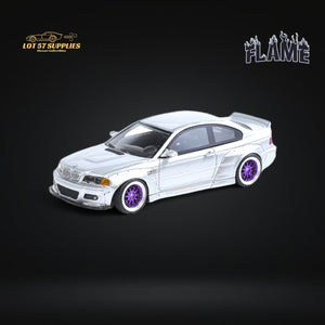 FLAME BMW M3 E46 Widebody Pandem in Metallic Silver Resin 1:64