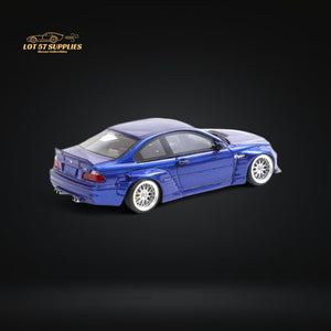 FLAME BMW M3 E46 Widebody Pandem in Metallic Blue Resin 1:64