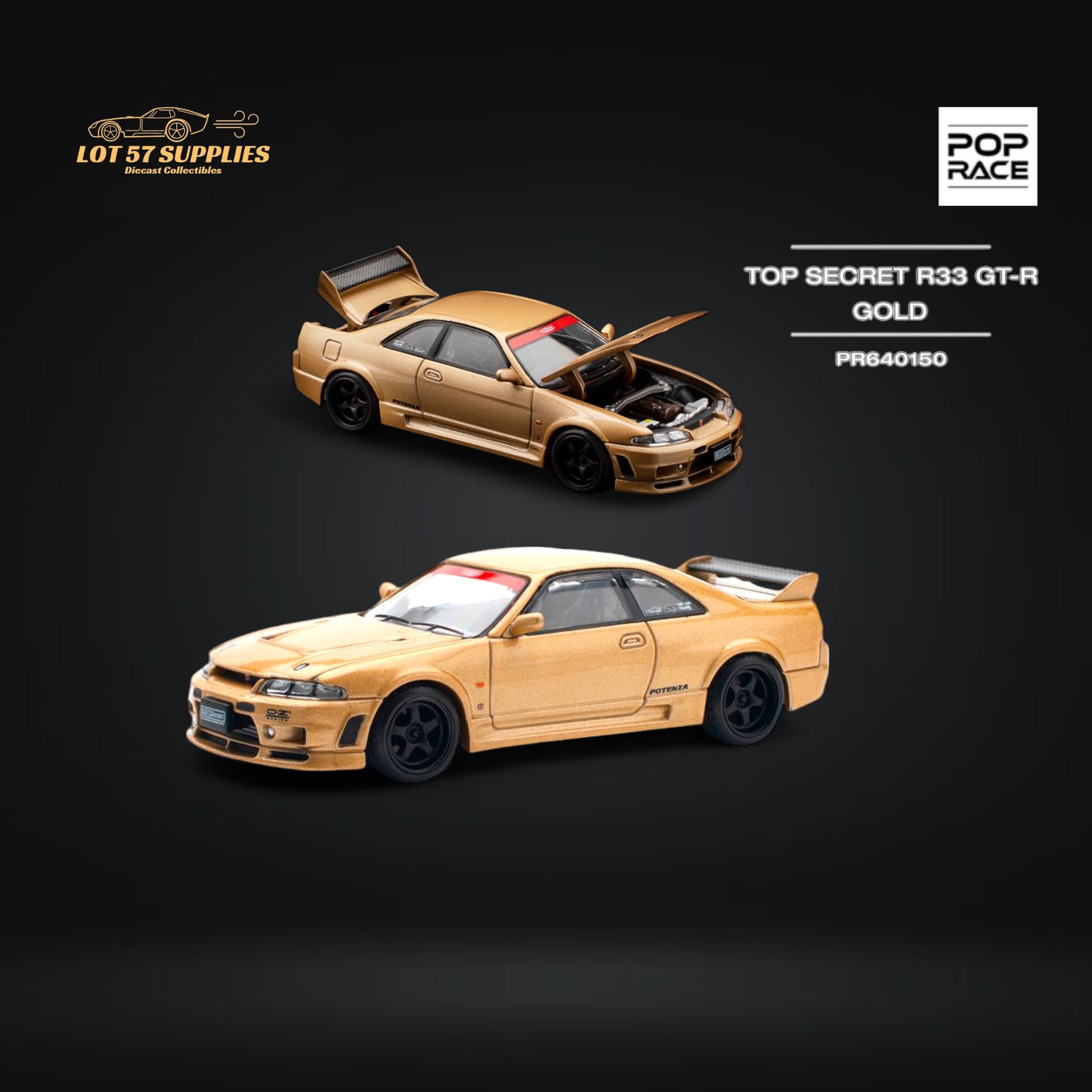 Pop Race Nissan Skyline GT-R R33 Top Secret Gold PR640150 1:64