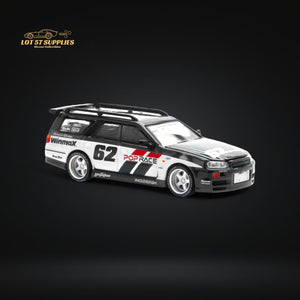 Pop Race Nissan Stagea R34 GTR Simon's Garage #62 Black PR640211 1:64