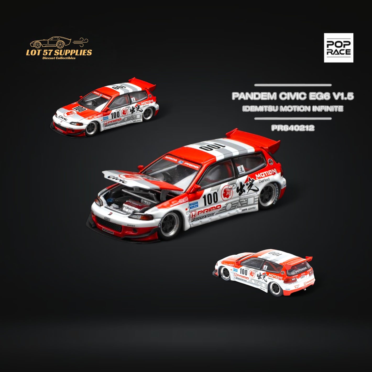 Pop Race Honda Civic EG6 Pandem v1.5 Idemitsu PR640212 1:64