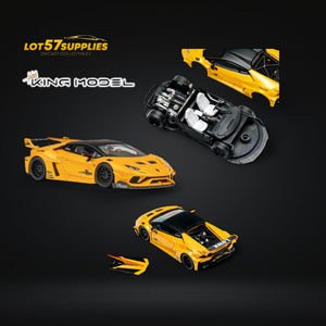 King Model Huracan LBWK Giallo Yellow Diecast Car 1:64