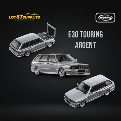 Mortal BMW E30 Touring Wagon in Argent Grey w/ Openable Hood 1:64