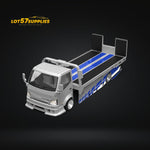 TimeMicro Hino 300 Flatbed Transport Trailer FNF Silver Blue Livery 1:64