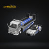 TimeMicro Hino 300 Flatbed Transport Trailer FNF Silver Blue SET 1:64