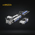 TimeMicro Hino 300 Flatbed Transport Trailer FNF Silver Blue SET 1:64