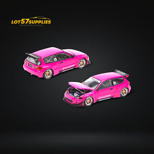 Pop Race x Enigma Civic EG6 Pandem Rocket Bunny Pink Color 1:64