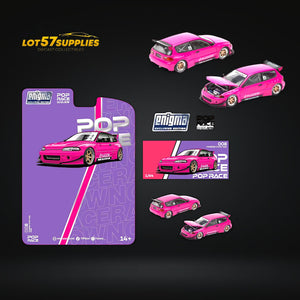 Pop Race x Enigma Civic EG6 Pandem Rocket Bunny Pink Color 1:64