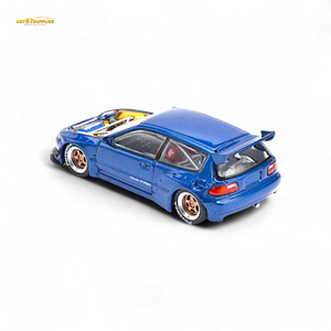 Pop Race Honda Civic EG6 Metallic Blue 1:64 Diecast Model