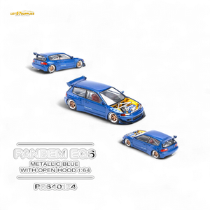 Pop Race Honda Civic EG6 Metallic Blue 1:64 Diecast Model