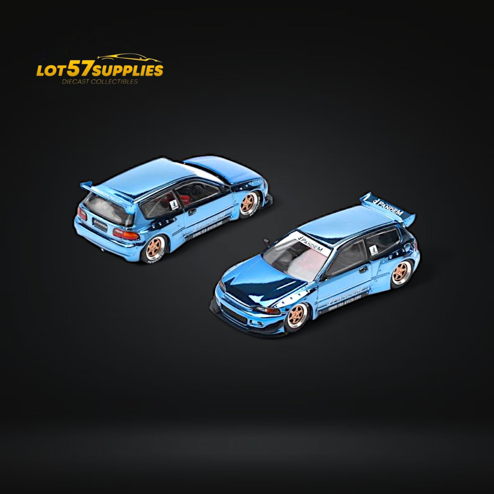 Pop Race Pandem Civic EG6 Blue Chrome 1:64