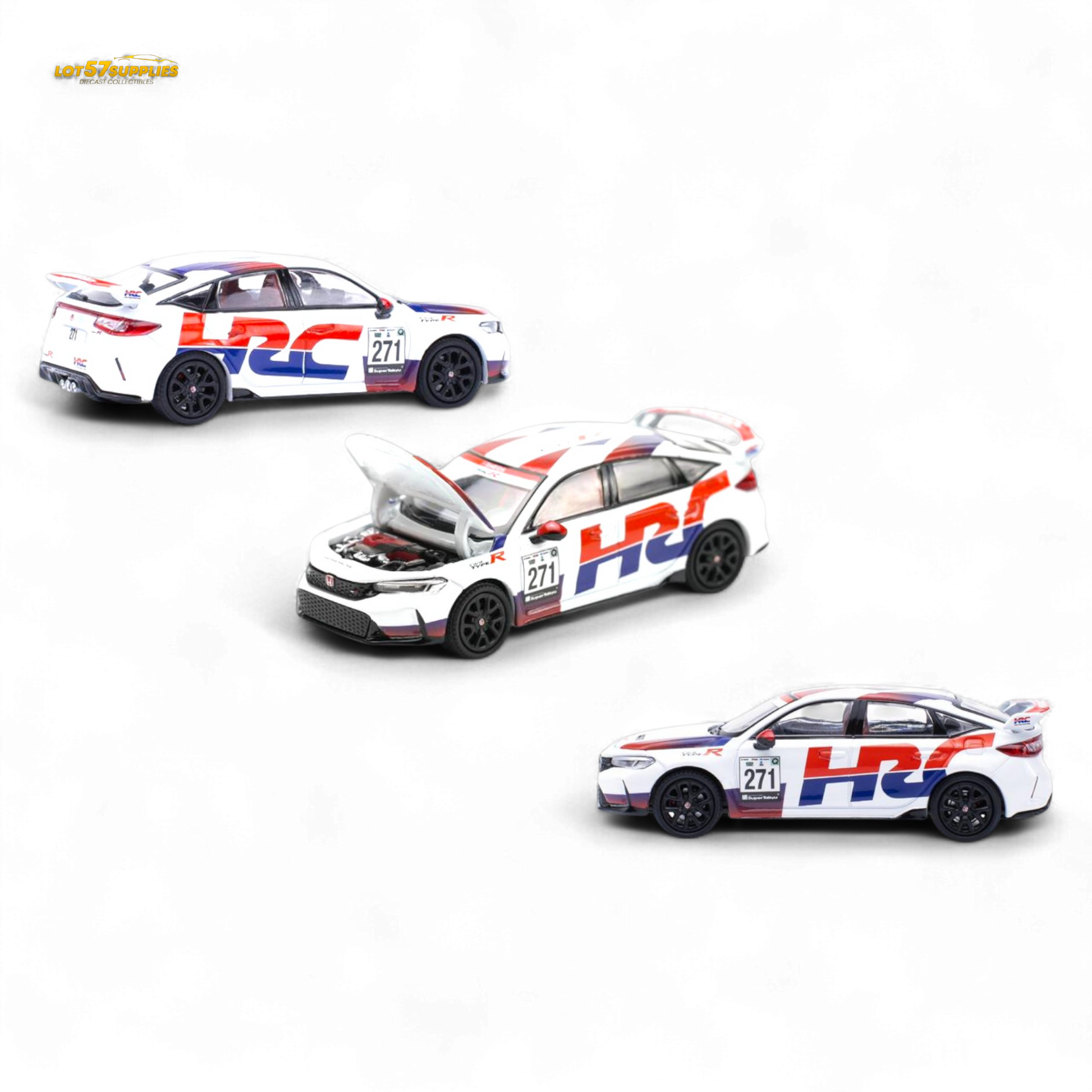 Pop Race Honda Civic FL5 Type-R TCR HRC Livery 1:64 Diecast Model