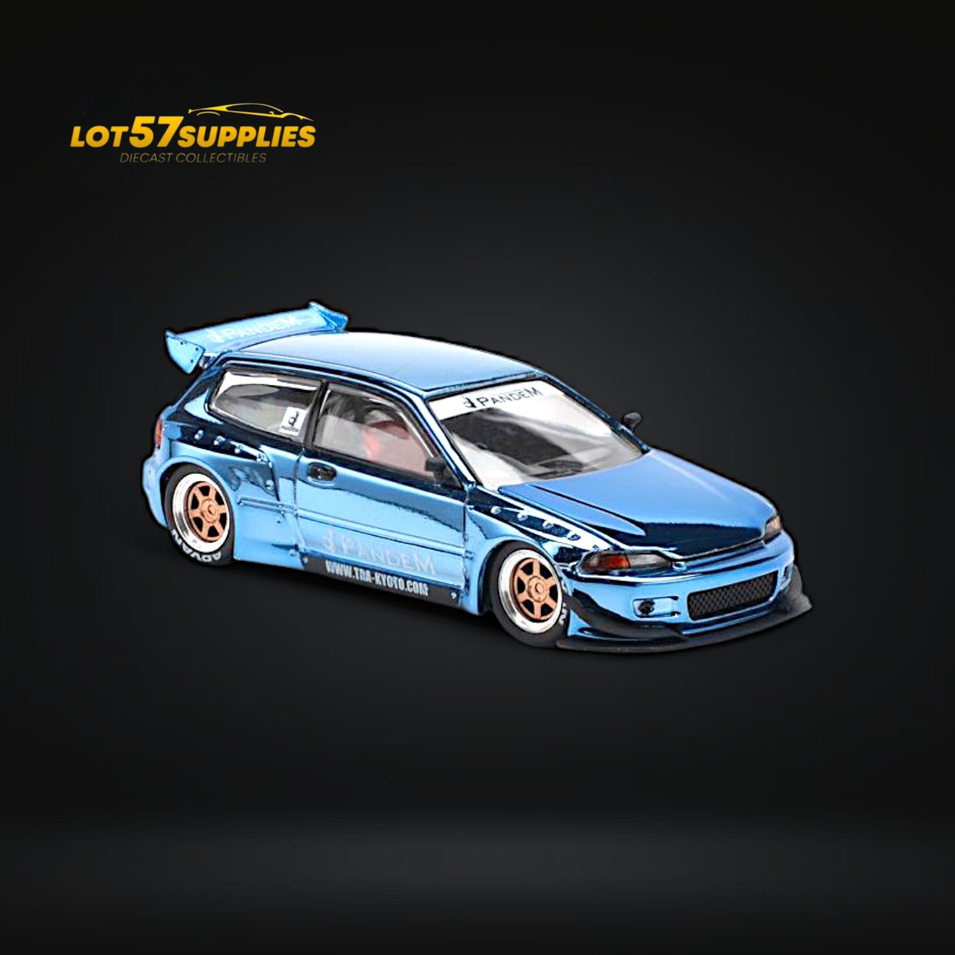 Pop Race Pandem Civic EG6 Blue Chrome 1:64