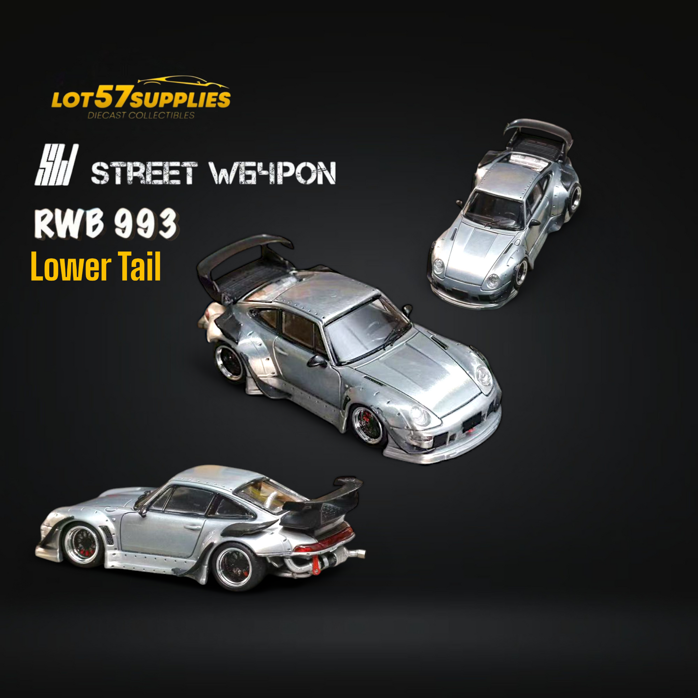 Street Weapon Porsche RWB 993 Raw Varnish Color Low Wing 1:64