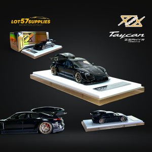 Error404 X Zephyr Designz Taycan in Black with Roof Box 1:64