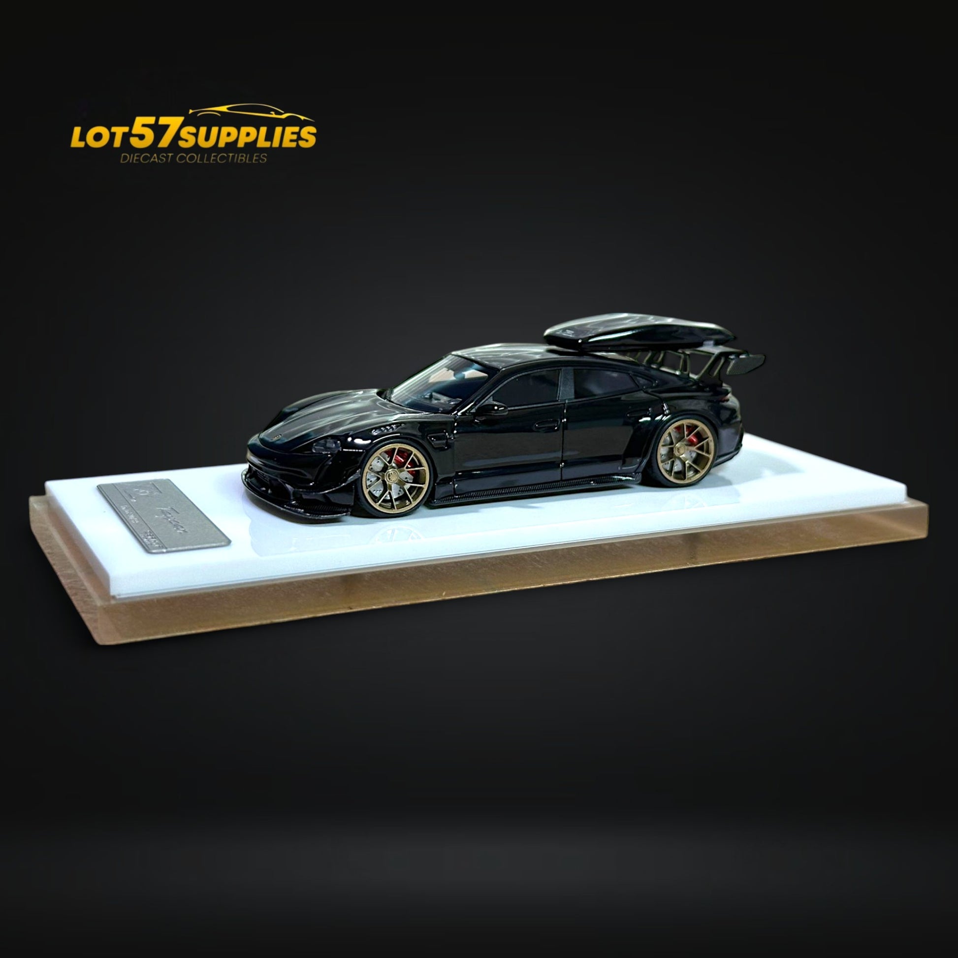 Error404 X Zephyr Designz Taycan in Black with Roof Box 1:64