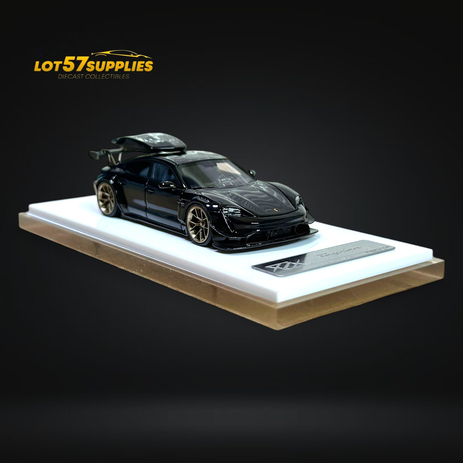 Error404 X Zephyr Designz Taycan in Black with Roof Box 1:64