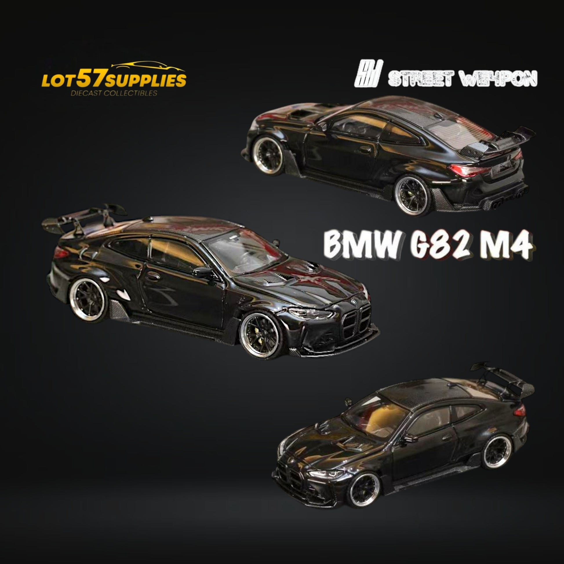 Street Weapon BMW M4 G82 Widebody in Black 1:64