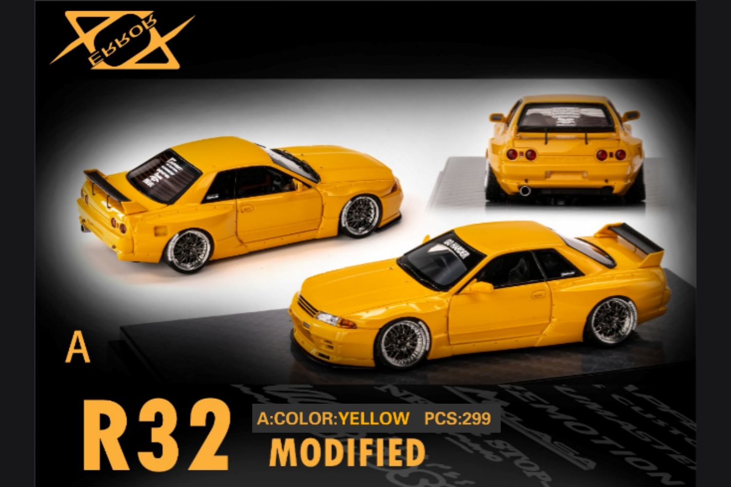 Error404 Nissan Skyline R32 Pandem Rocket Bunny Widebody Modified ORANGE YELLOW 1:64