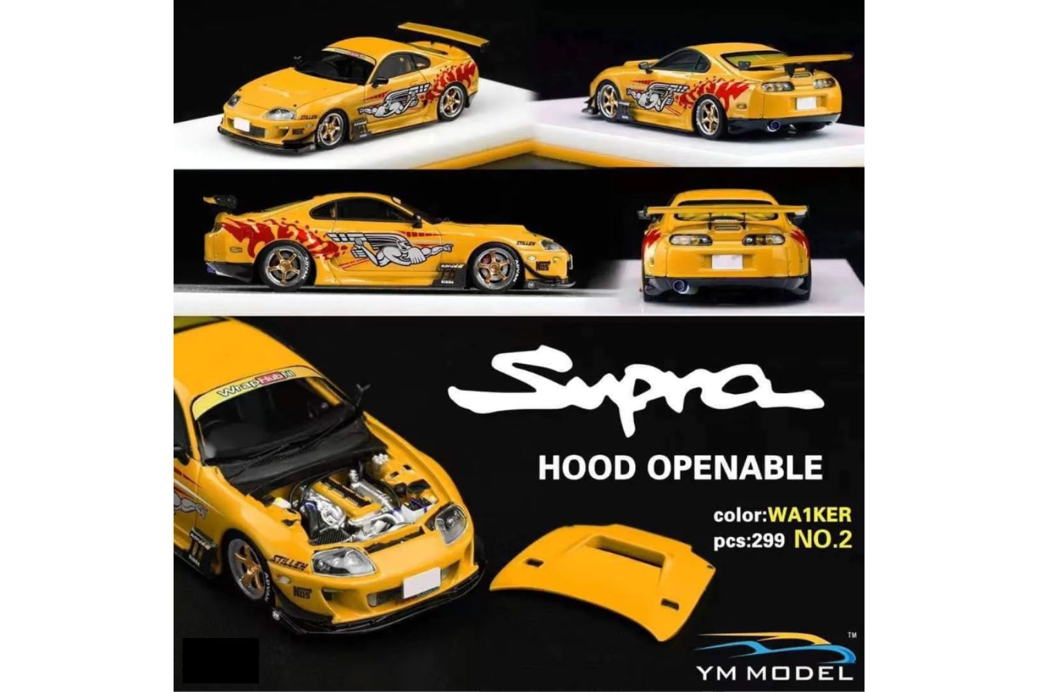 YM Model Toyota Supra JZA80 Paul Walker Need For Speed Tribute 299 Pcs V2 1:64