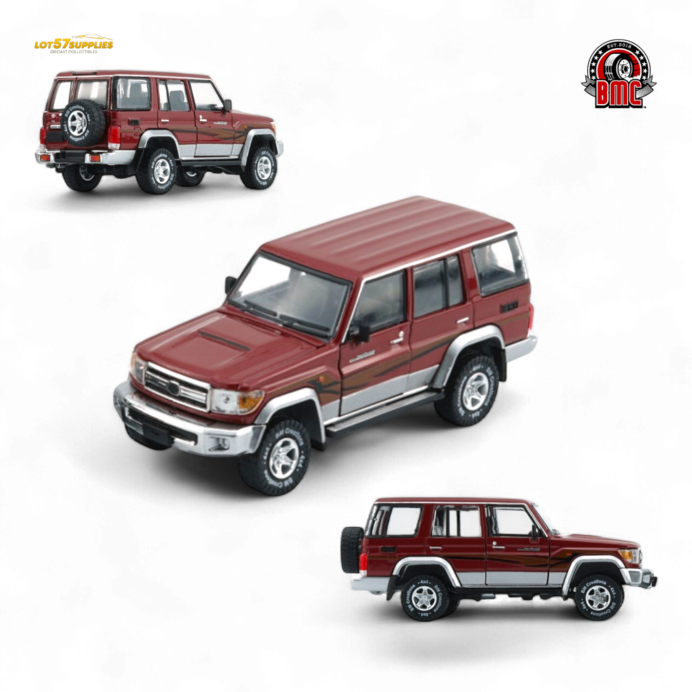 BM Creations Toyota Land Cruiser LC76 Dark Red - RHD 1:64