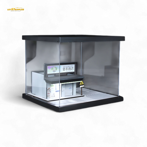 Clear display case with electronic components on a white background