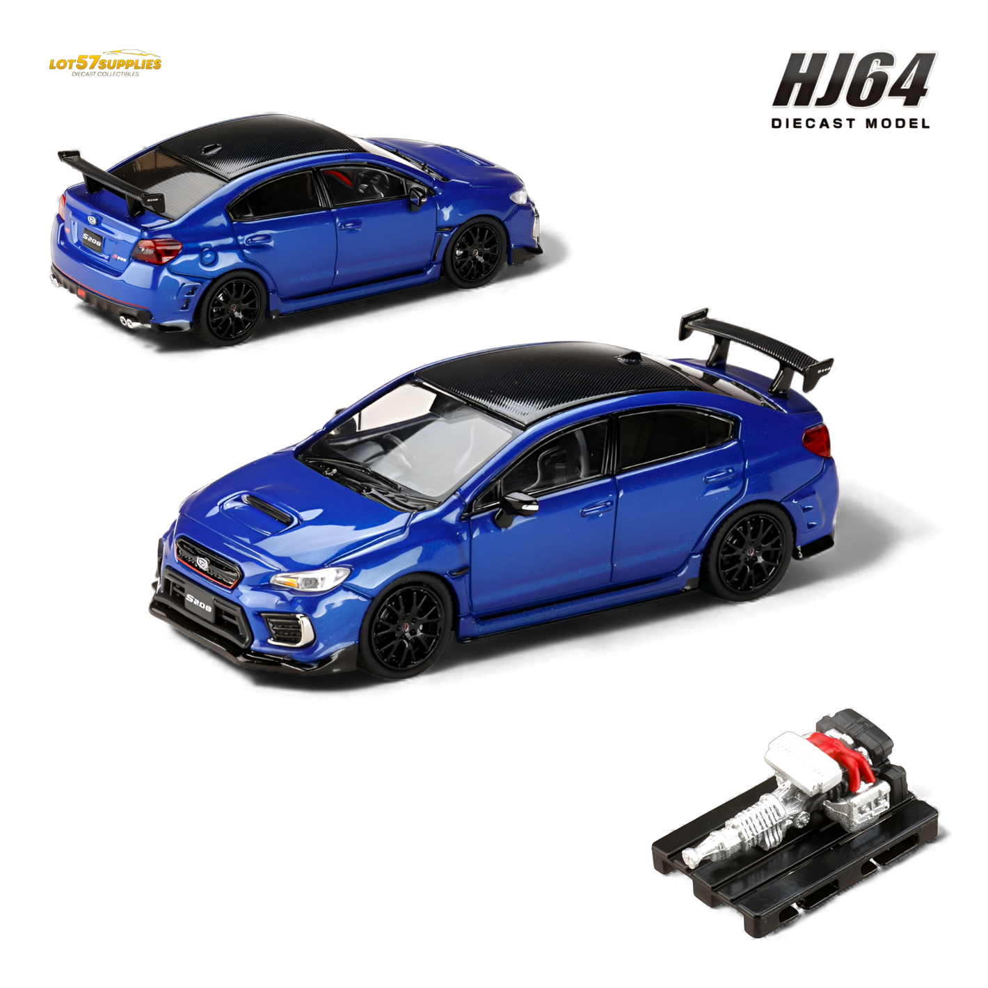 Hobby Japan Subaru S208 WR Blue Pearl 1:64 Diecast Model
