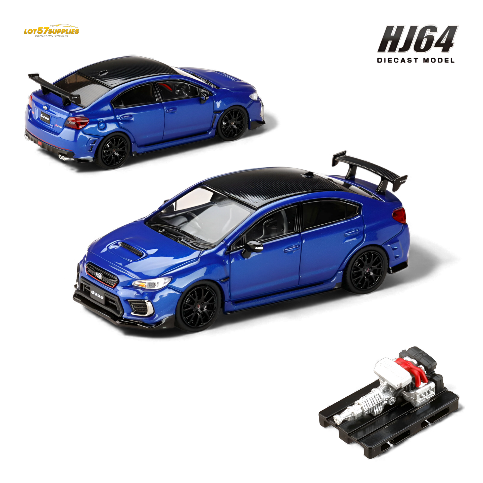 Hobby Japan Subaru S208 WR Blue Pearl 1:64 Diecast Model