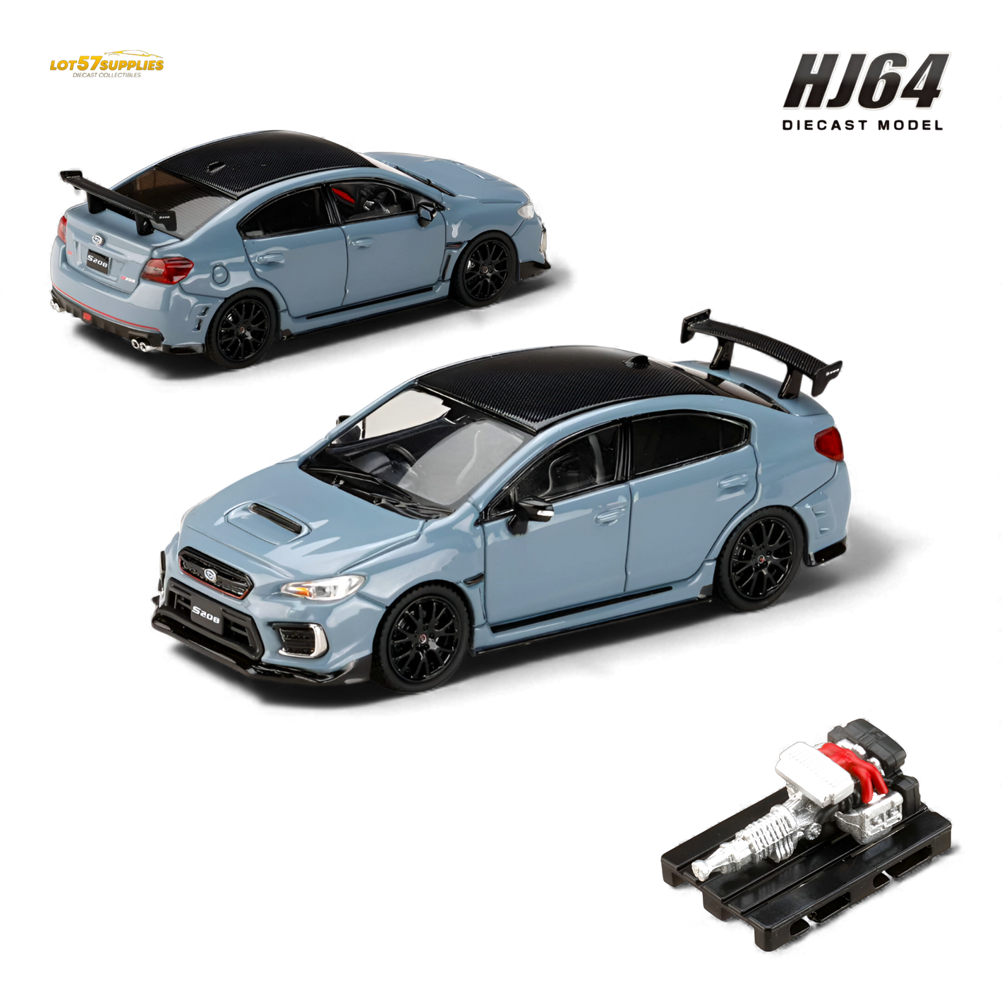 Hobby Japan Subaru S208 NBR Challenge Package Cool Gray Khaki 1:64 Diecast Model