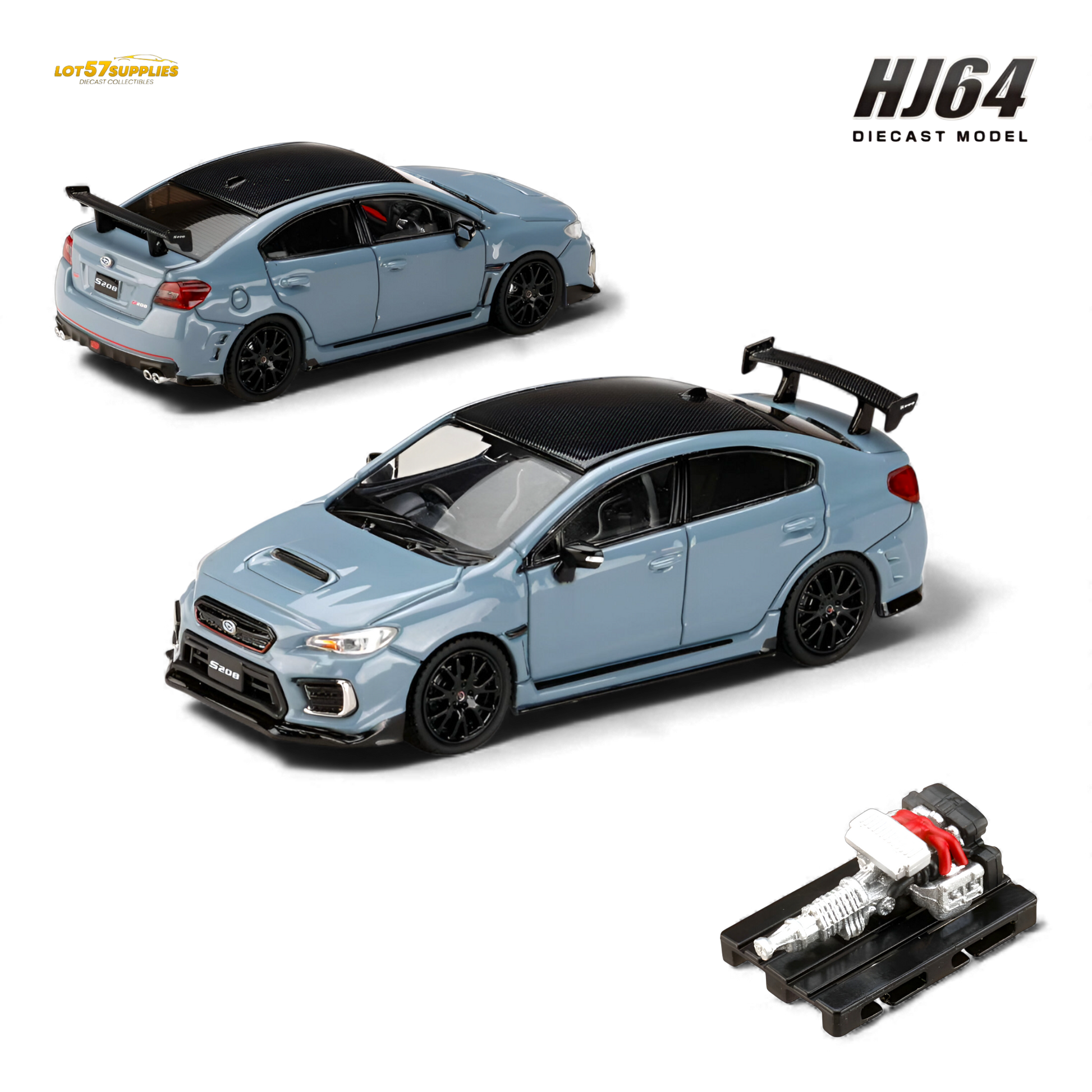 Hobby Japan Subaru S208 NBR Challenge Package Cool Gray Khaki 1:64 Diecast Model