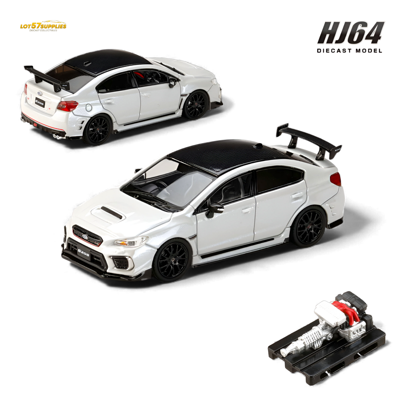 Hobby Japan Subaru S208 NBR Challenge Package Crystal White Pearl 1:64 Diecast Model