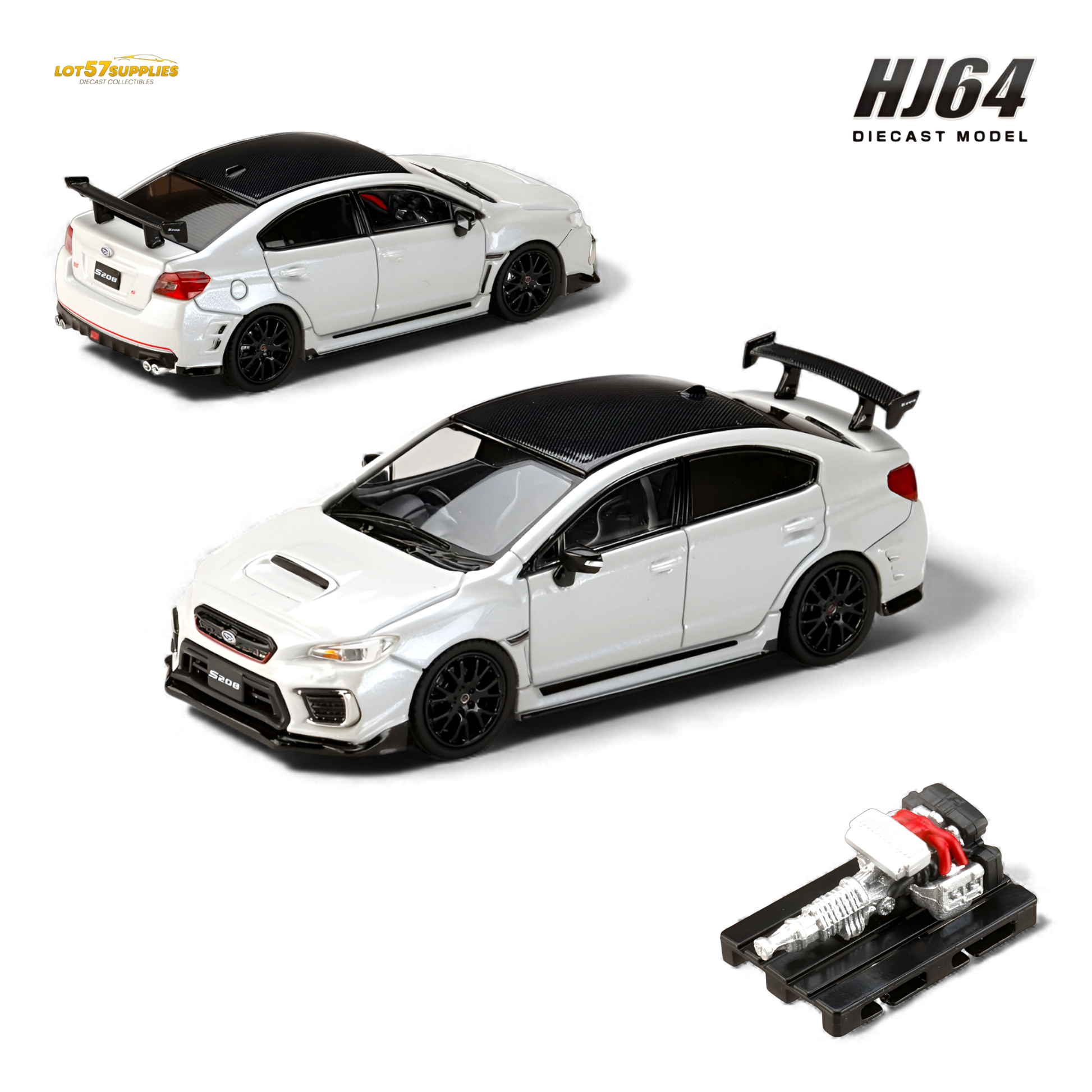 Hobby Japan Subaru S208 NBR Challenge Package Crystal White Pearl 1:64 Diecast Model