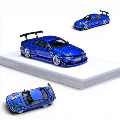 (Précommande) 404ERROR Nissan Skyline R34 Modifiée - Bleu Gulf 1:64