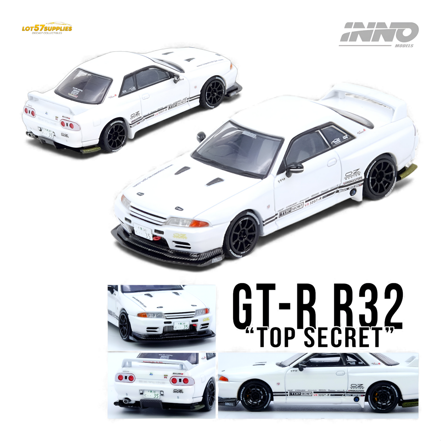 (Pre-Order) INNO64 TOP SECRET VR32 GT-R - White 1:64