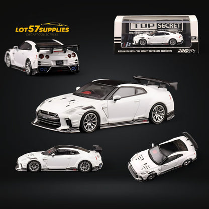 Inno64 Nissan Skyline GT-R R35 Top Secret in White Tokyo Auto Salon 2021 1:64