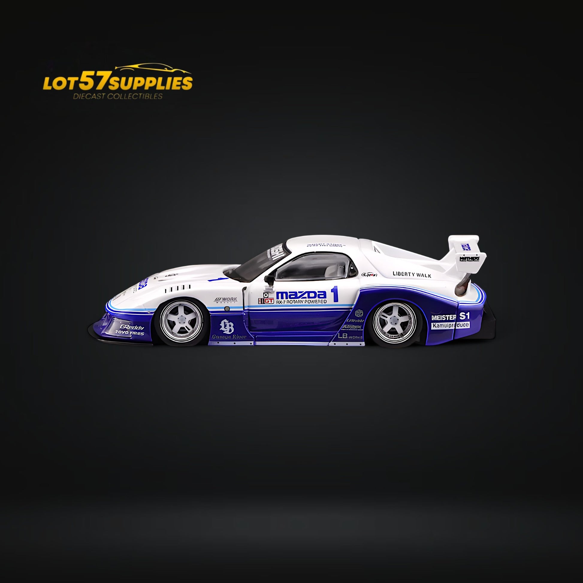 Inno64 Mazda RX-7 LBWK FD3S Blue-White HTKS 24' 1:64