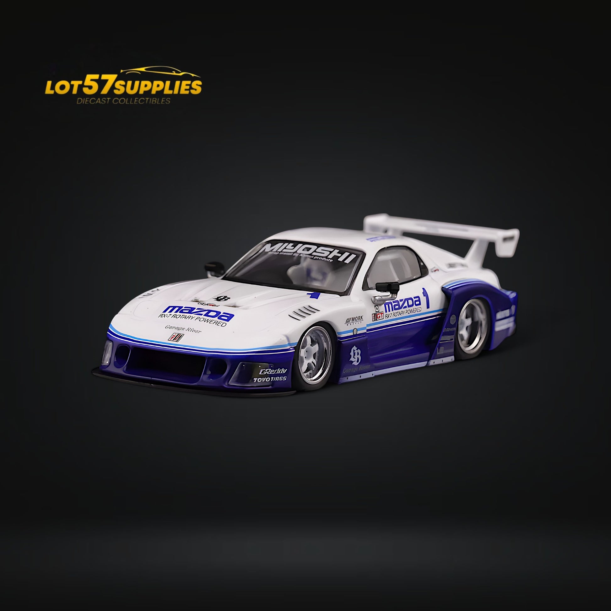 Inno64 Mazda RX-7 LBWK FD3S Blue-White HTKS 24' 1:64