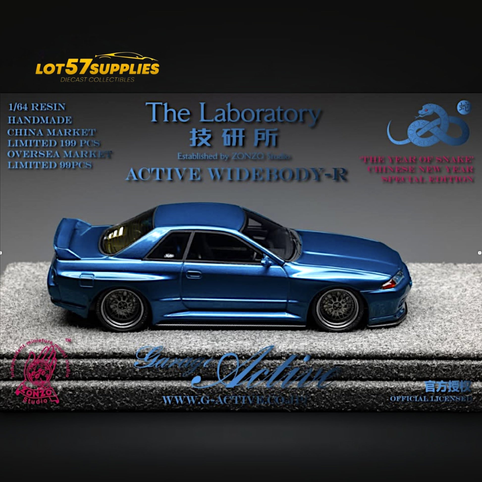 The Laboratory X ZONZO Skyline R32 Active Widebody-R Blue CNY 1:64 Resin